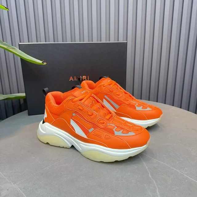 Orange White Oversized Sole Mesh And Synthetic Overlay Construction Chunky Sneakers 2
