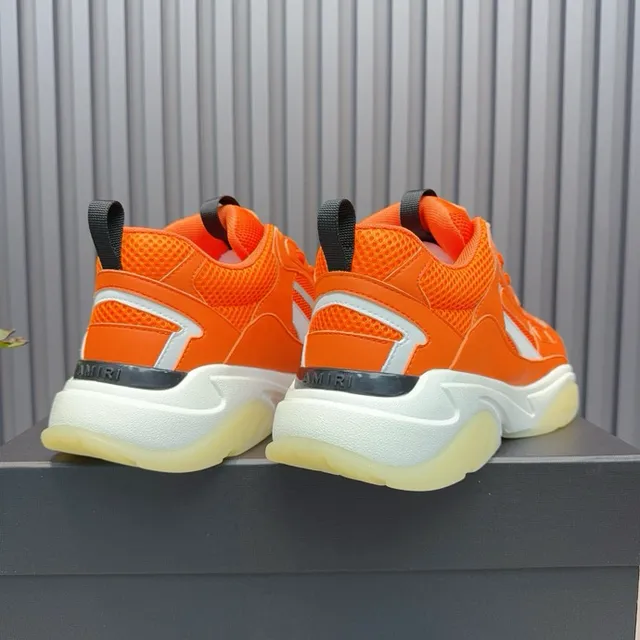 Orange White Oversized Sole Mesh And Synthetic Overlay Construction Chunky Sneakers 6