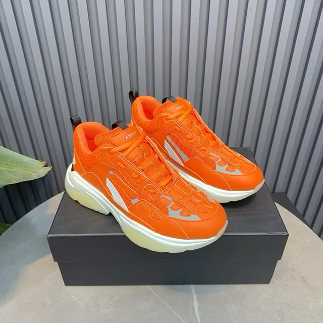 Orange White Oversized Sole Mesh And Synthetic Overlay Construction Chunky Sneakers 7
