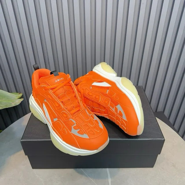 Orange White Oversized Sole Mesh And Synthetic Overlay Construction Chunky Sneakers 8