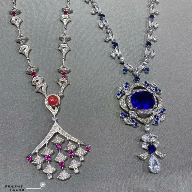 Ornate Sapphire and Diamond Pendant Necklace 4