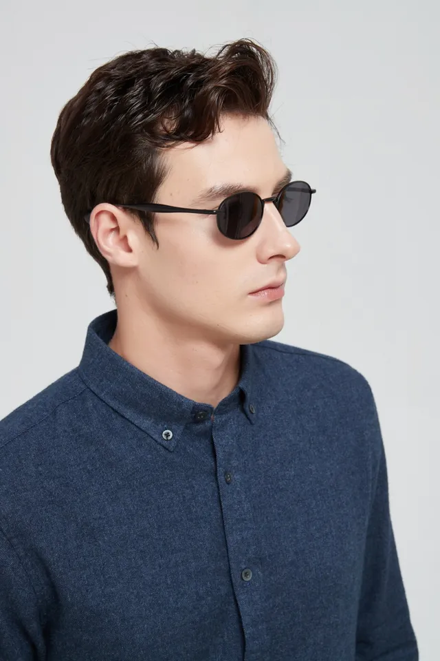 Oval Thin Metal Frame Gradient Brown Sunglasses 2