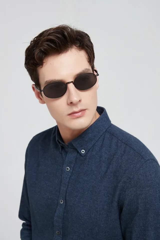 Oval Thin Metal Frame Gradient Brown Sunglasses 3