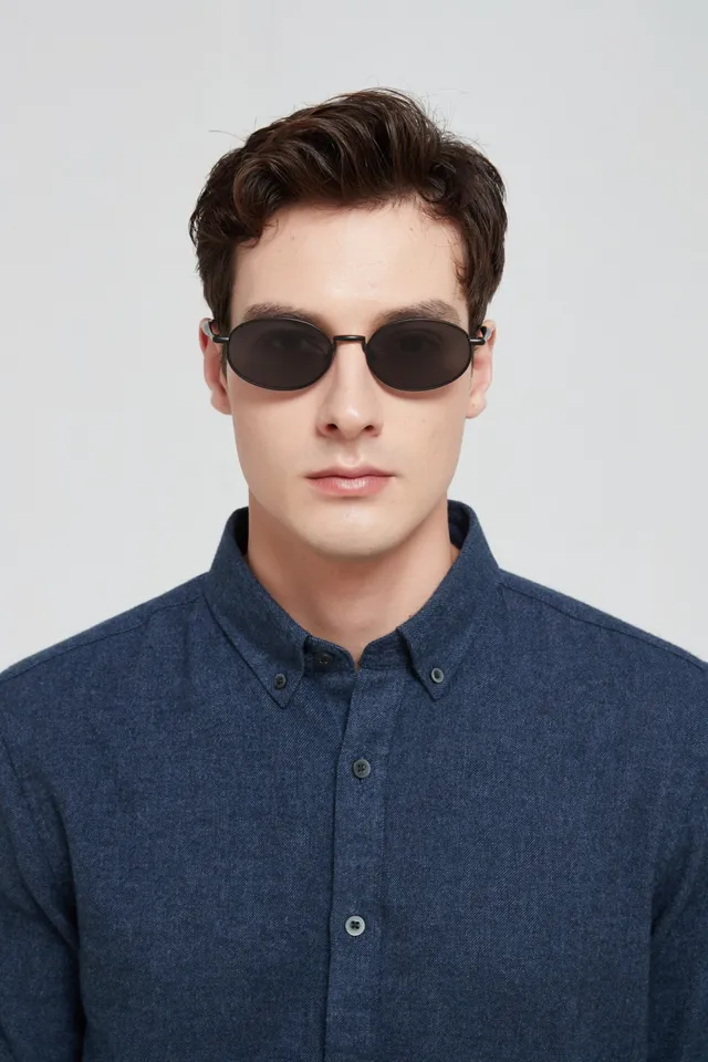 Oval Thin Metal Frame Gradient Brown Sunglasses 4