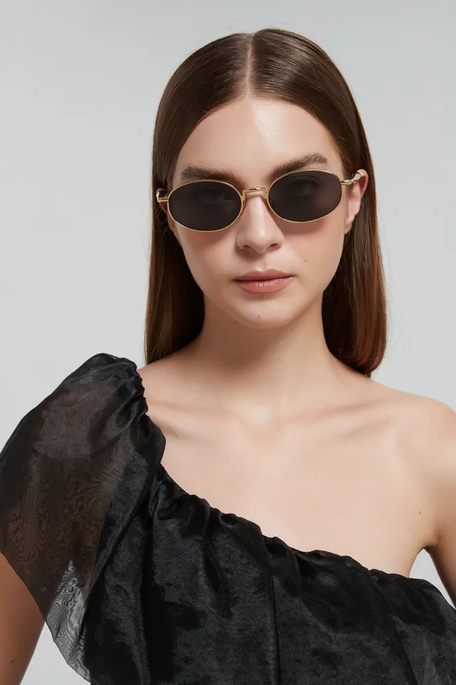 Oval Thin Metal Frame Gradient Brown Sunglasses 6