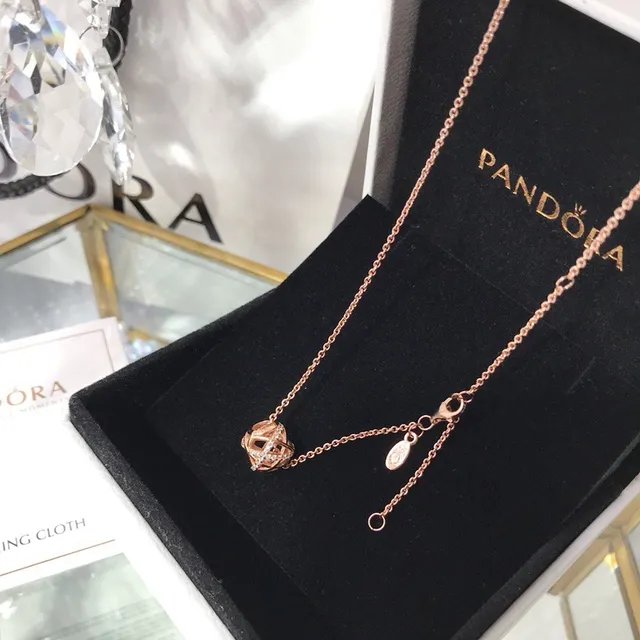 Pandora Rose Gold-Tone Crystal Knot Pendant Necklace 2