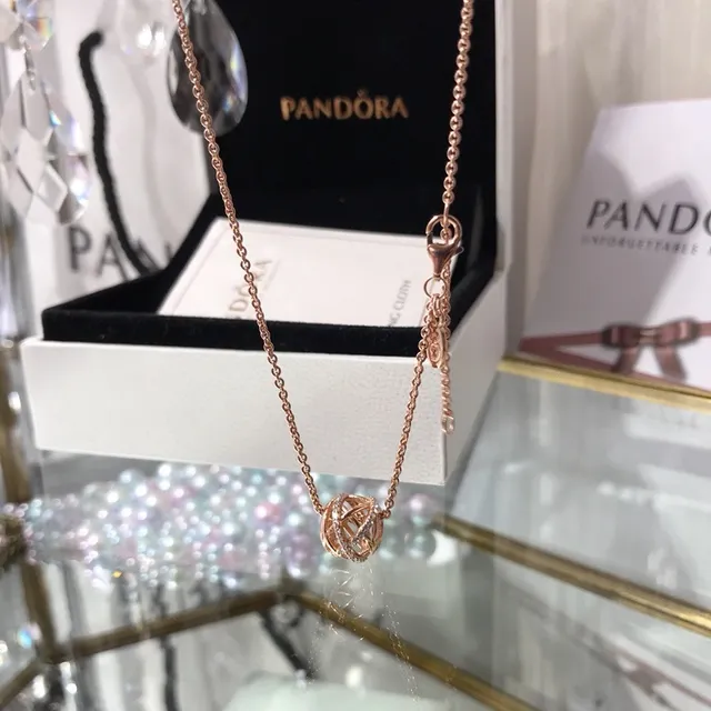 Pandora Rose Gold-Tone Crystal Knot Pendant Necklace 5