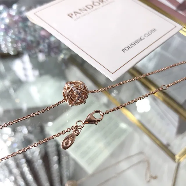 Pandora Rose Gold-Tone Crystal Knot Pendant Necklace 6