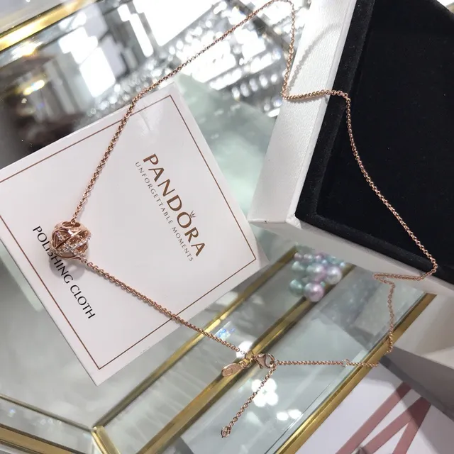 Pandora Rose Gold-Tone Crystal Knot Pendant Necklace 7