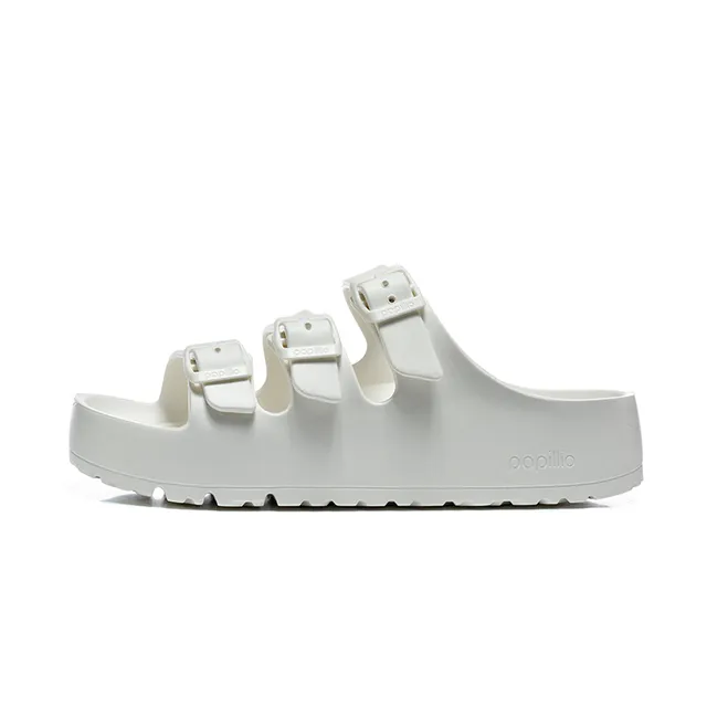 Papillio Three-Strap Buckle White Casual Sandal 7
