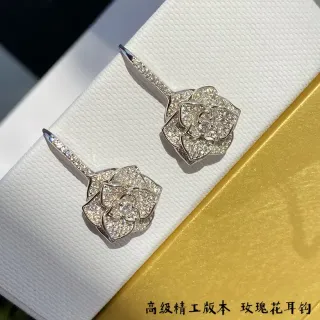 Pavé Crystal Rose-Shaped Silver-Toned Earrings
