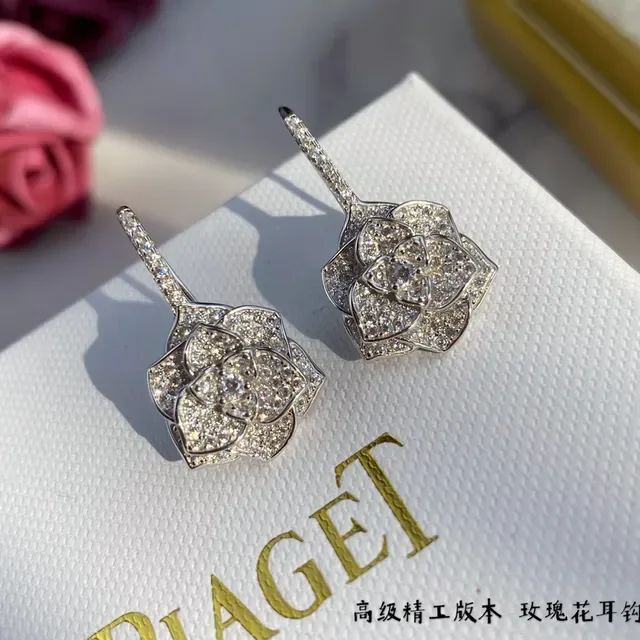 Pavé Crystal Rose-Shaped Silver-Toned Earrings 5