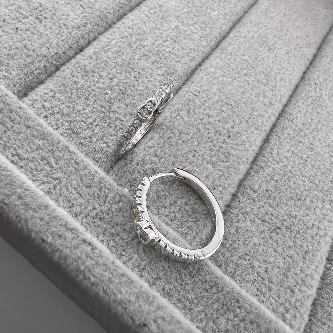 Pavé Heart Motif Hinged Hoop Earrings 3