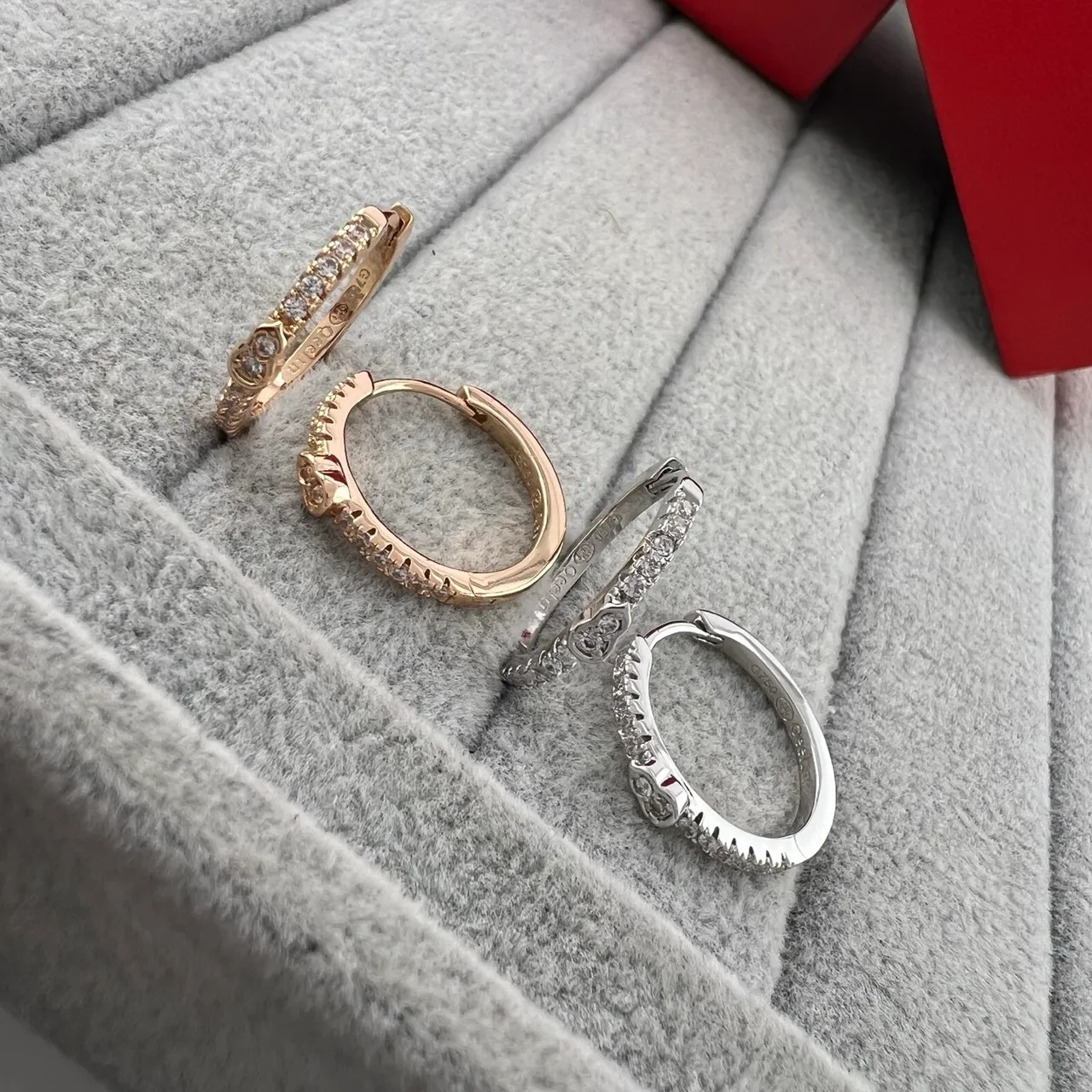 Pavé Heart Motif Hinged Hoop Earrings 5