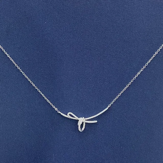 Pavé-Set Bow Motif Pendant Necklace 4