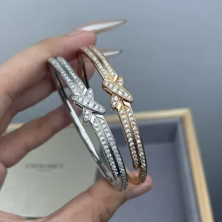 Pavé-Set أساور بنجل مزدوج نقشة X