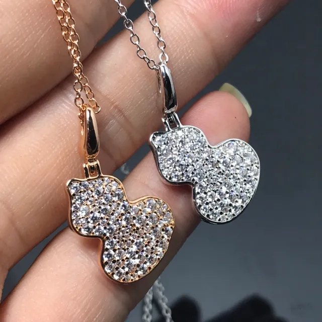 Pavé-Set Double-Heart Pendant Necklace 2