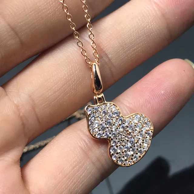 Pavé-Set Double-Heart Pendant Necklace 4