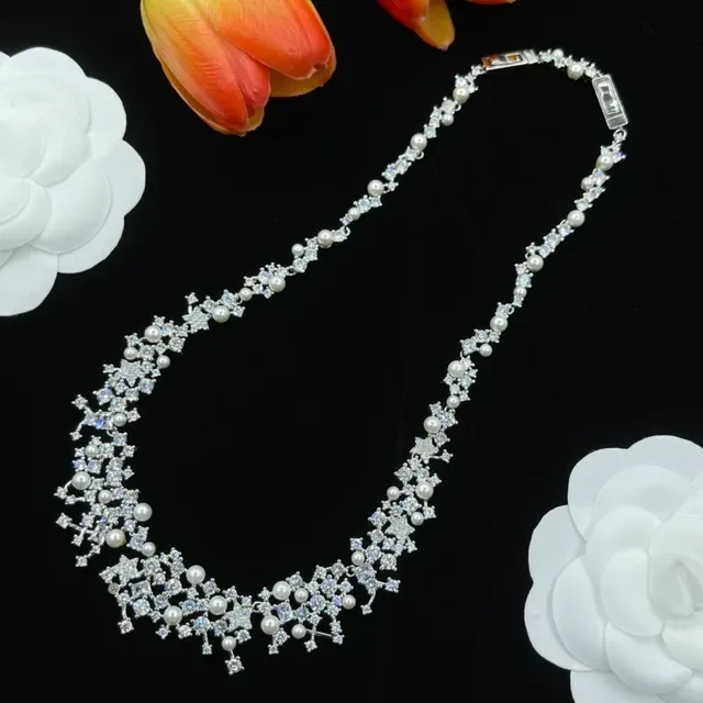 Pearl and Crystal Cluster Bib Necklace 6