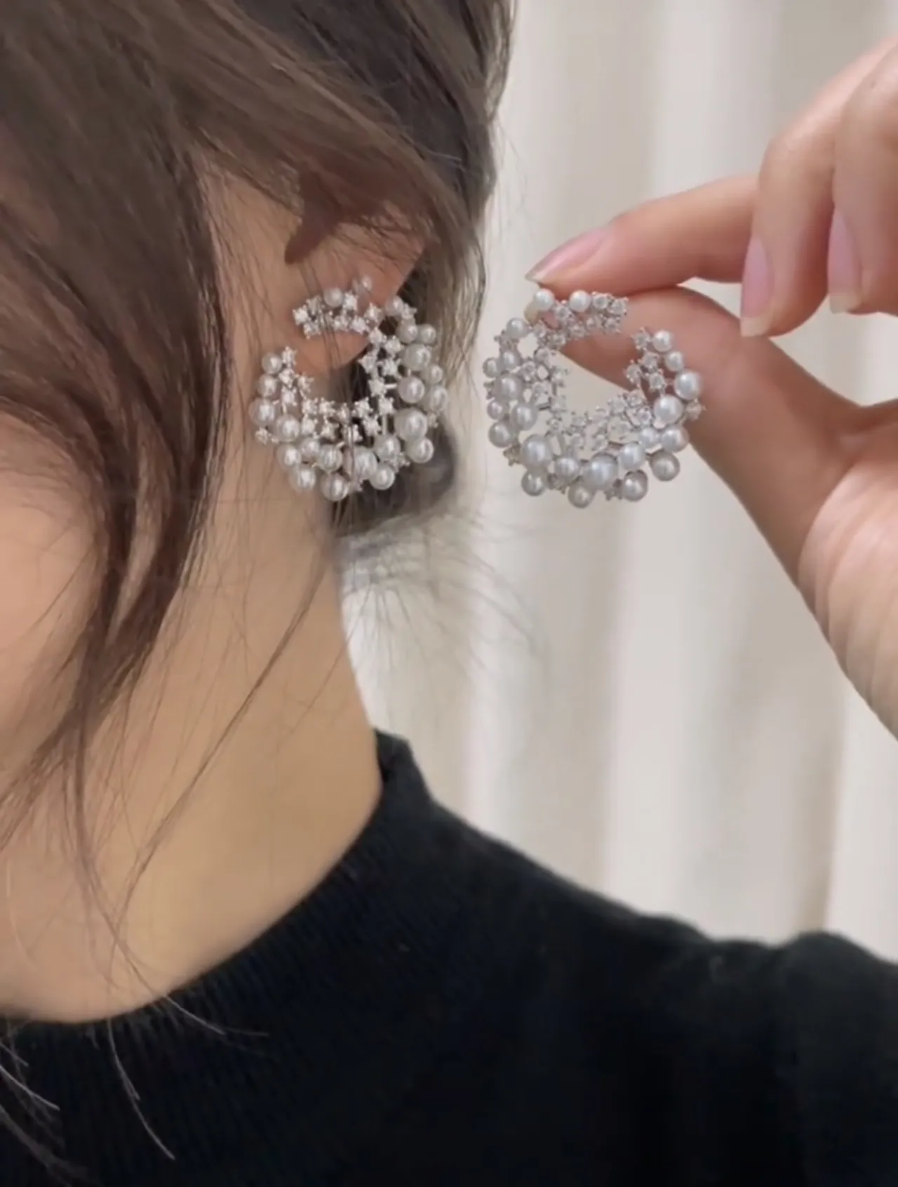 Pearl and Crystal Hoop Earrings 2