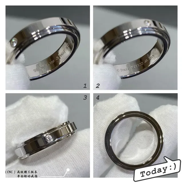 Piaget Possession Silver Gold Rotating Double-Band Single Diamond Ring 6