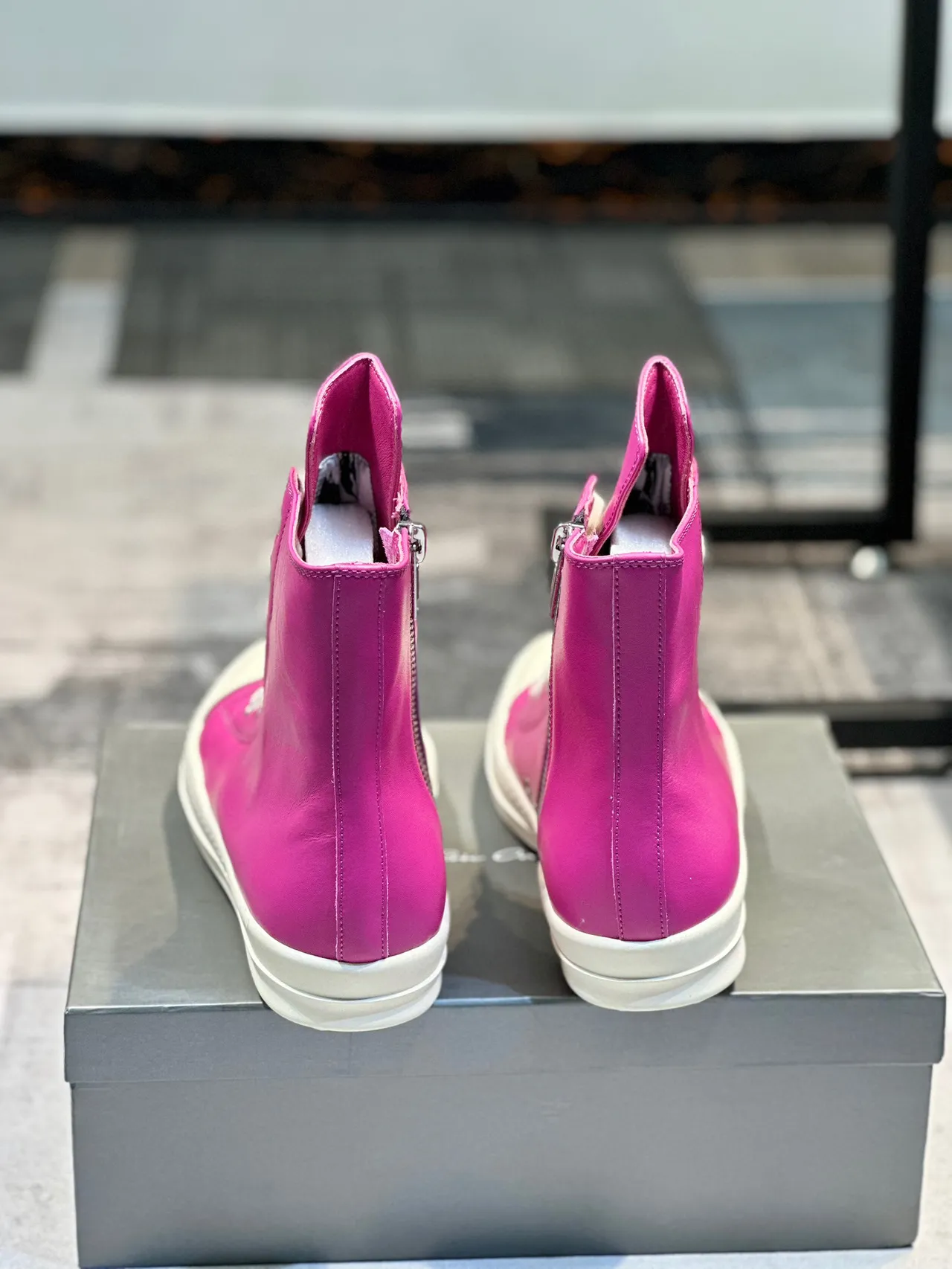 Pink and Cream High-Top Leather Sneaker 2