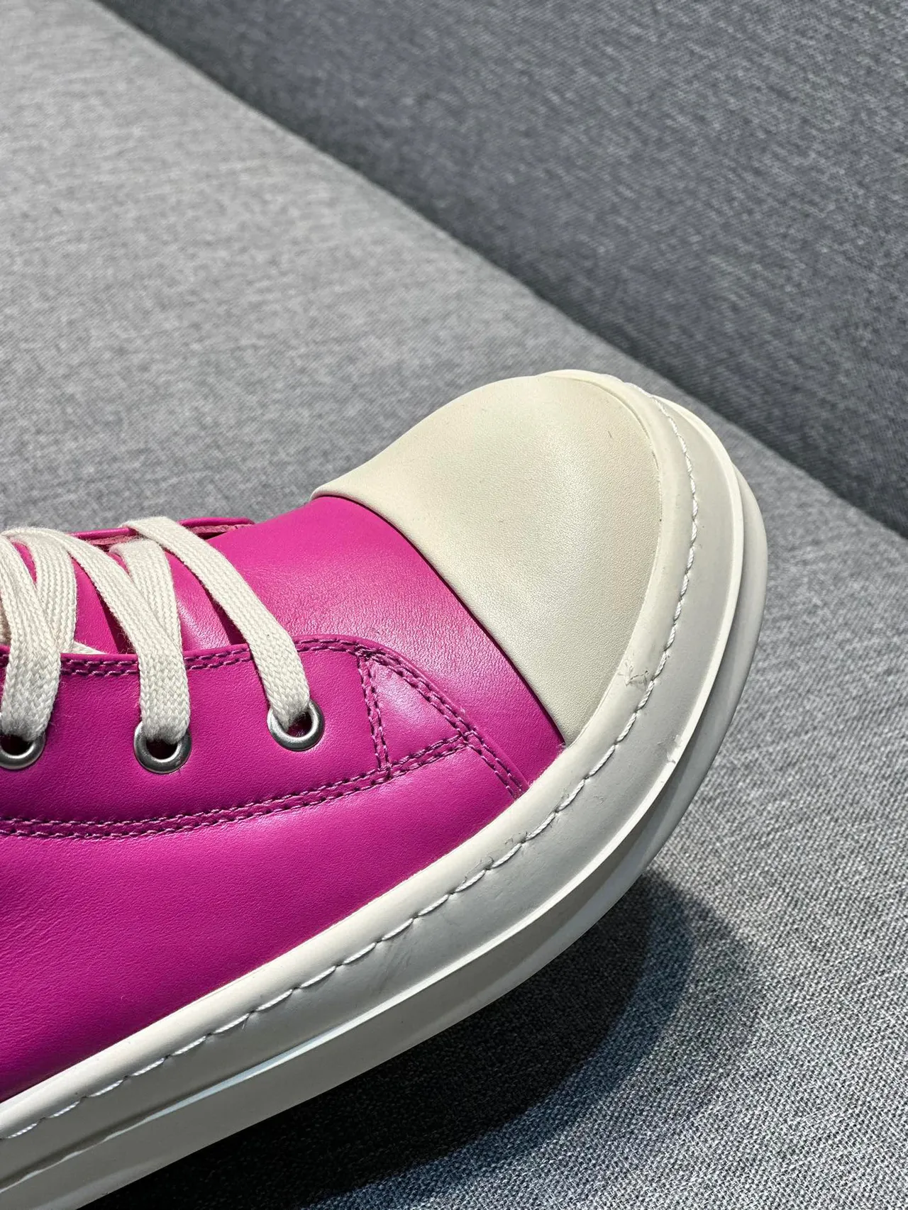 Pink and Cream High-Top Leather Sneaker 4