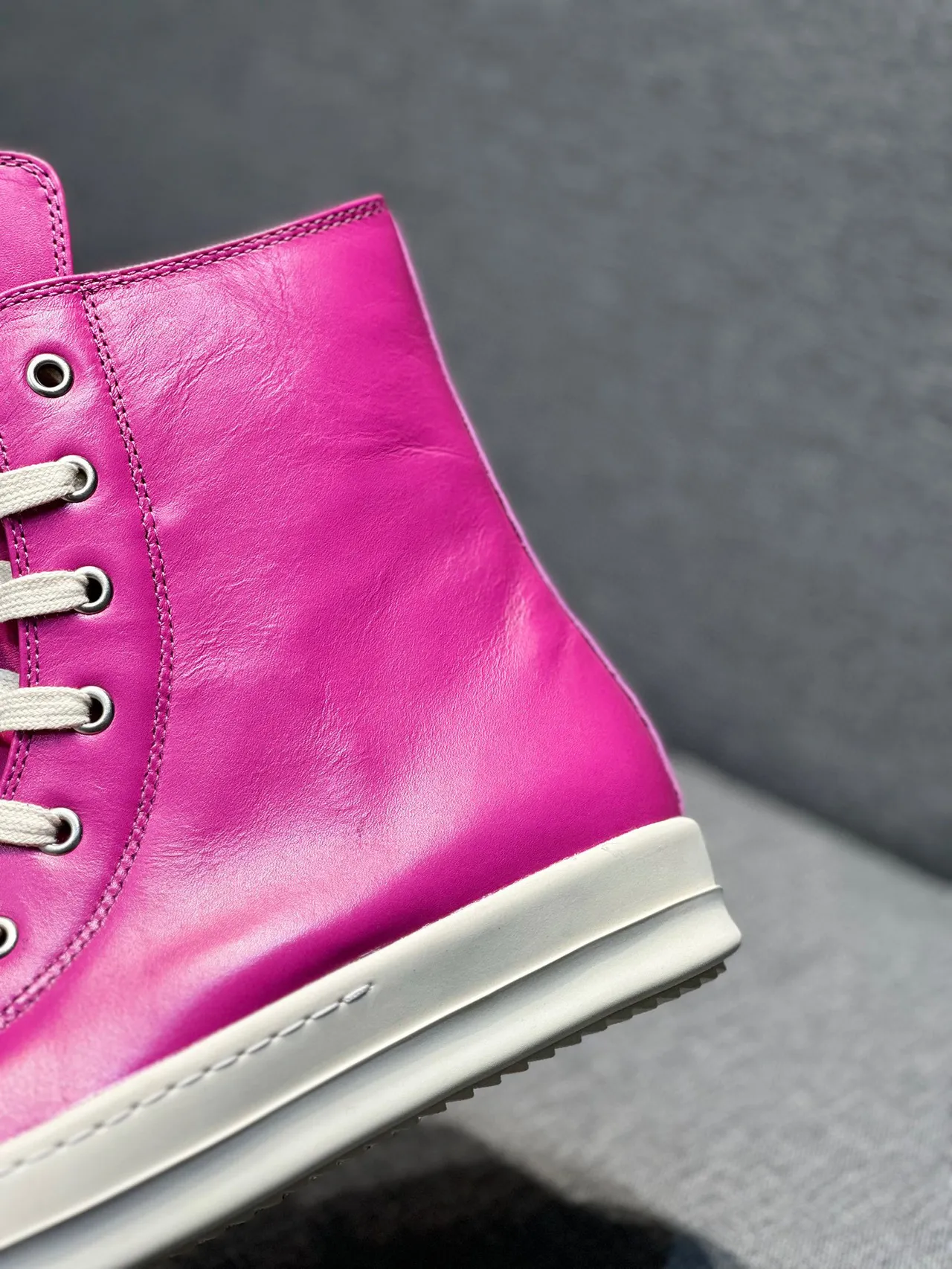 Pink and Cream High-Top Leather Sneaker 8