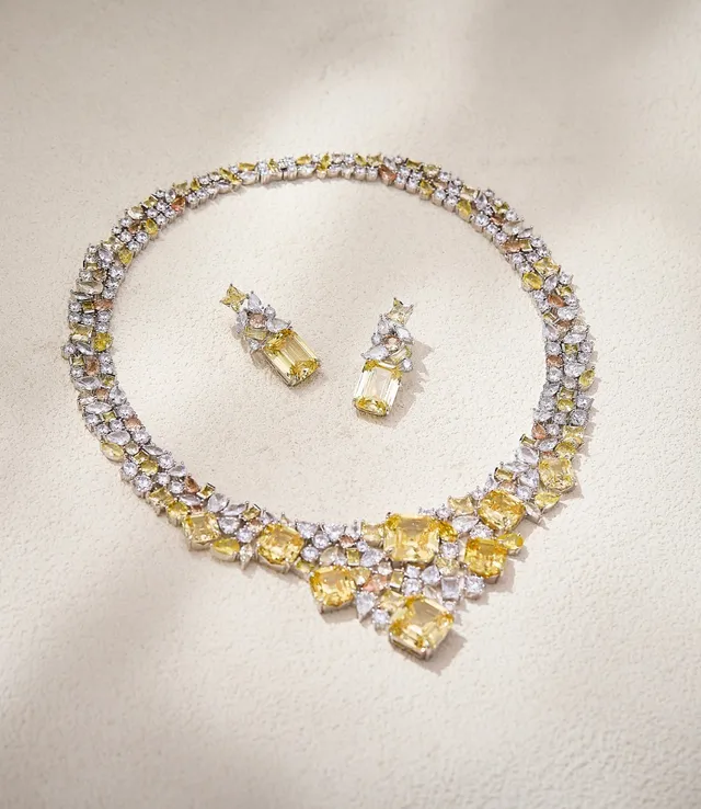 Pink and White Gemstone Bib-Style Necklace 2