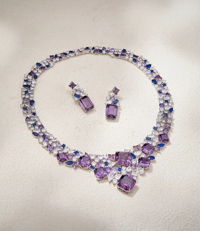 Pink and White Gemstone Bib-Style Necklace 4