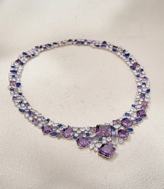 Pink and White Gemstone Bib-Style Necklace 6