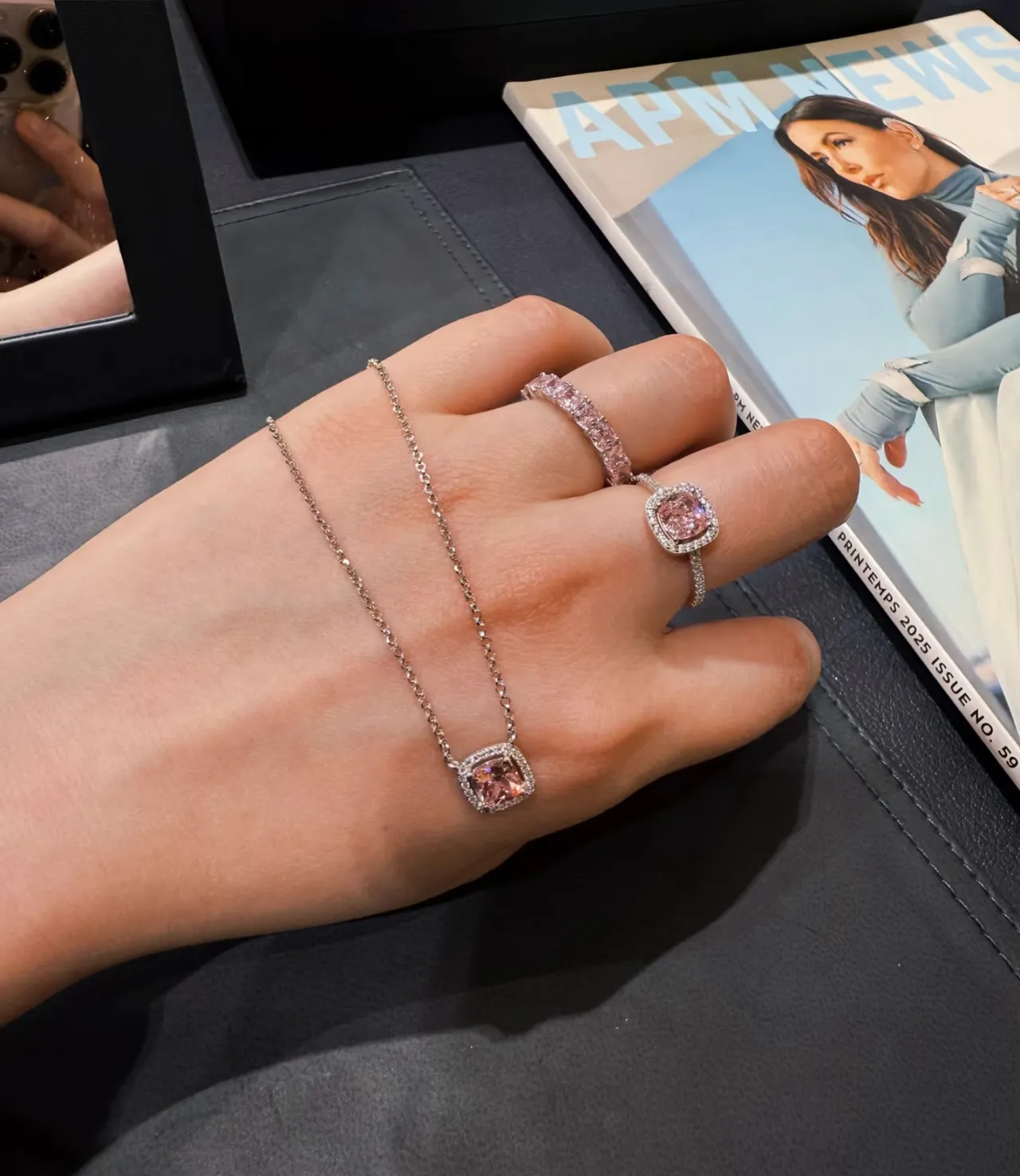 Pink Pavé Eternity Band Ring 2