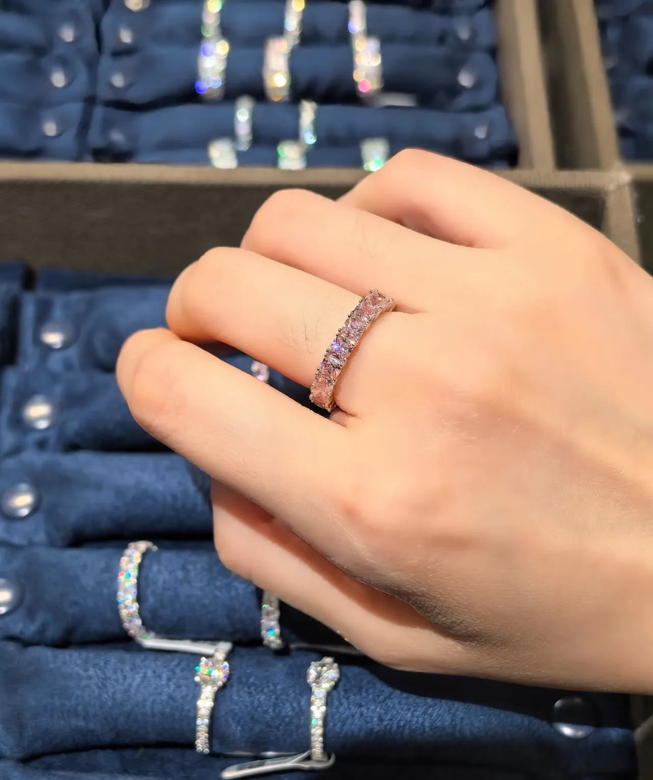 Pink Pavé Eternity Band Ring 4
