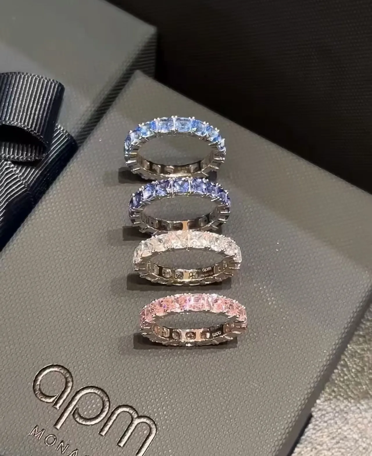 Pink Pavé Eternity Band Ring 5