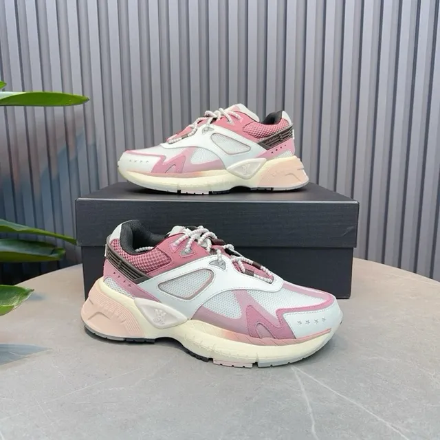Pink White Oversized Sculpted Sole Layered Color Blocking Chunky Sneakers 1
