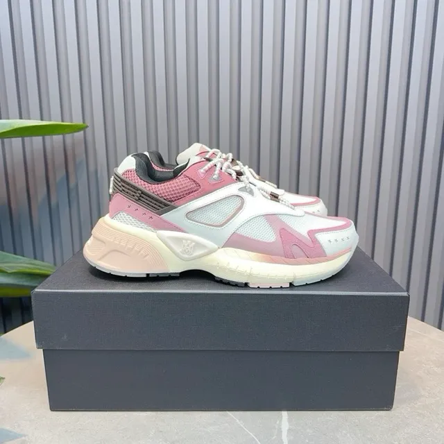 Pink White Oversized Sculpted Sole Layered Color Blocking Chunky Sneakers 7