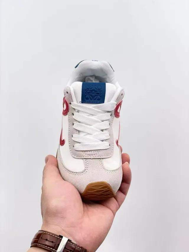 Pink White Retro Runner Silhouette Suede And Synthetic Paneling Sneakers 8