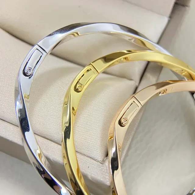 Polished Gold Silver Rose Gold Stackable Hinged Bangle Bracelets 3