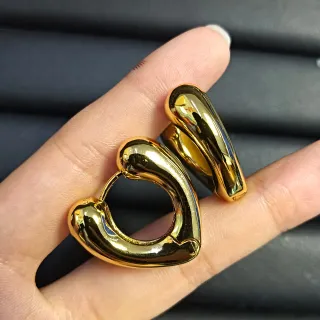 Polished Gold-Tone Sculptural Hoop Earrings