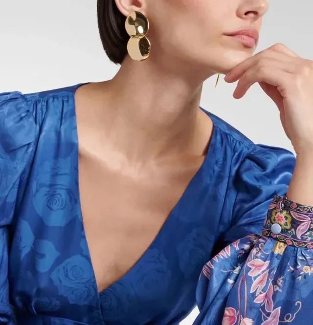 Polished Gold-Tone Stacked Oval Disc Earrings 2
