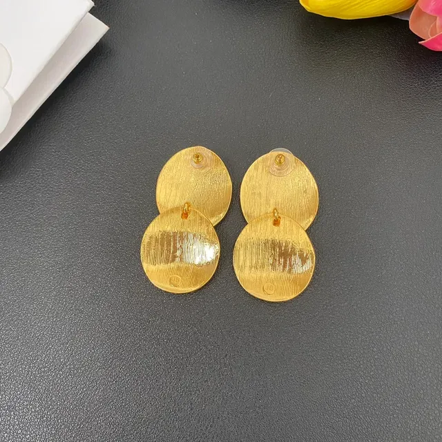 Polished Gold-Tone Stacked Oval Disc Earrings 3