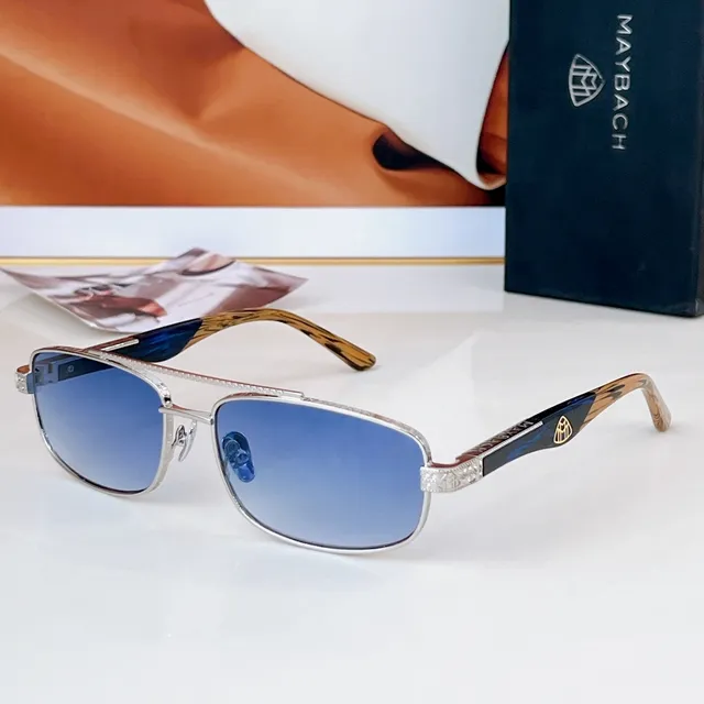矩形金属框反光蓝色镜片太阳镜 6