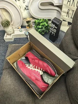 Red and Cream Mesh Overlay Low-Top Sneakers 3