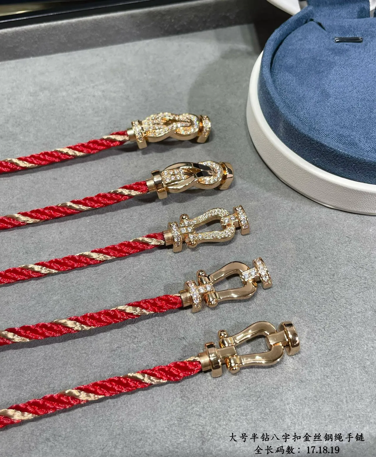 Red Braided Cord Gold-Tone Figure-Eight Clasp Crystal Bracelet 2