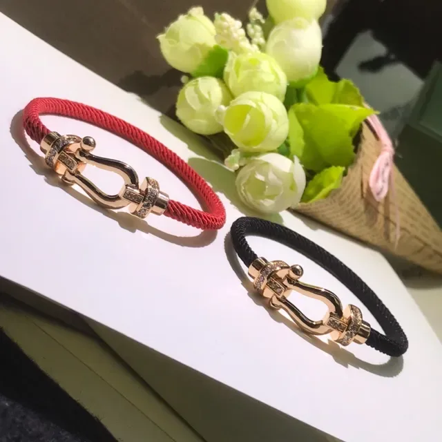 Red Braided Cord Shackle Clasp Bracelet 2