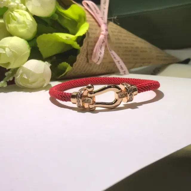 Red Braided Cord Shackle Clasp Bracelet 3
