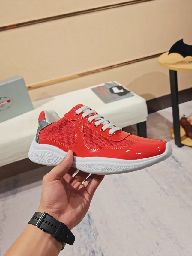 Red Glossy Patent and Mesh Lifestyle Sneaker 5
