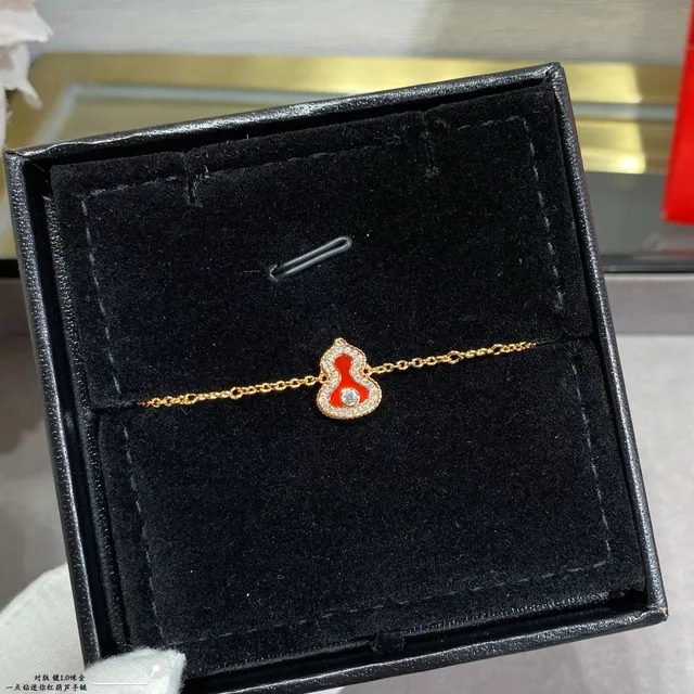 Red Gold Chain Enamel Gourd Pendant Necklace 6