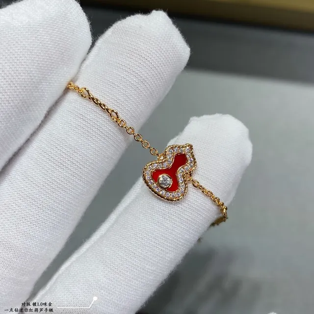 Red Gold Chain Enamel Gourd Pendant Necklace 8