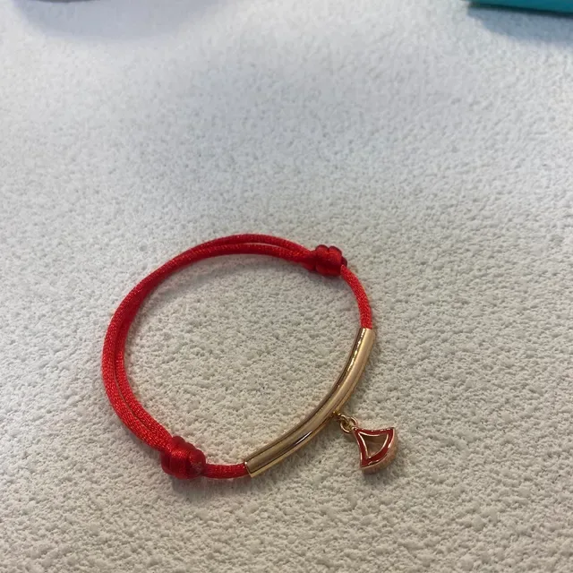 Red Gold Cord-Wrapped Curved Bar Bracelet 2